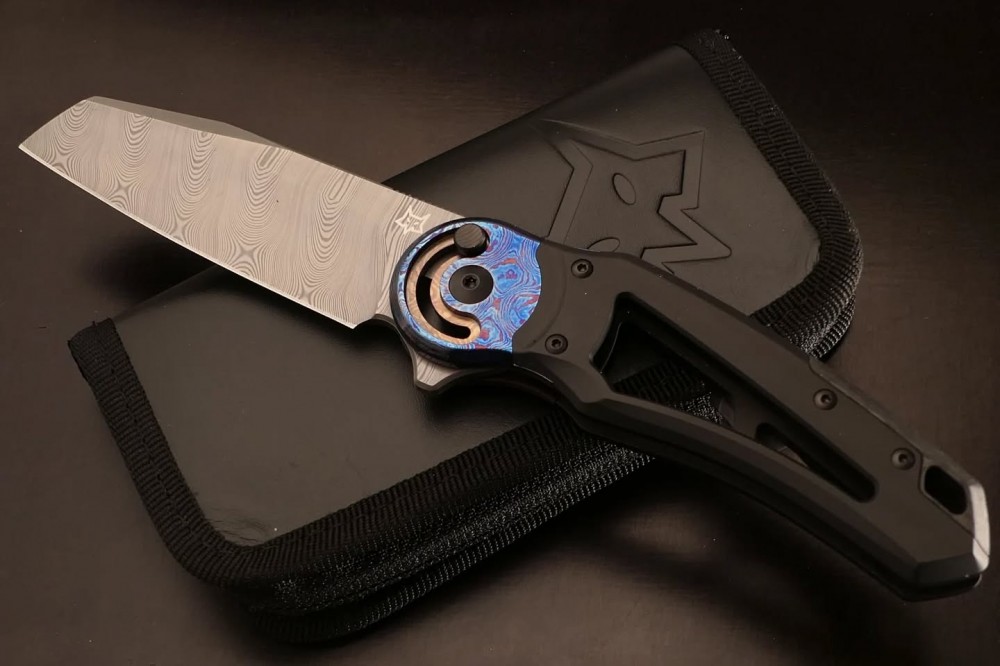 Messer Wien Fox Metamorphosis Damasttaschenmesser mit Timascuseinlage. taschenmesser fox metamorphosis sheepfood damastklinge aluminiumgriff timascuseinlage
