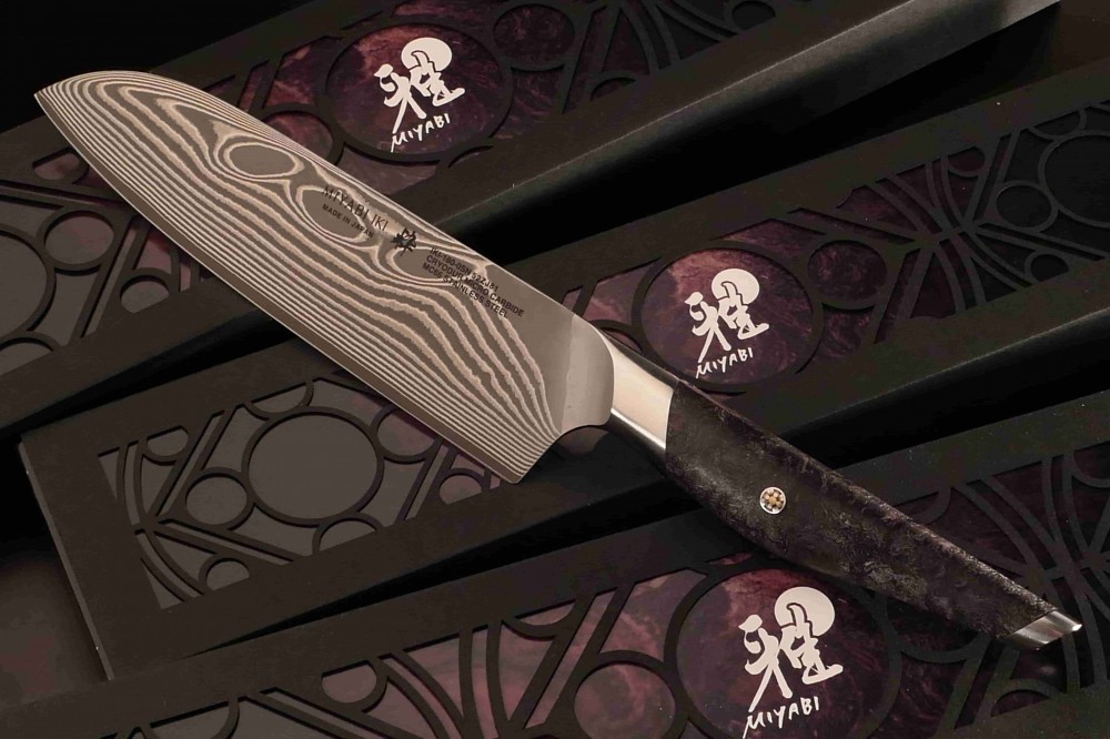 Messer Wien Miyabi Iki. Japanische Highend K�chenmesser aus 49 lagigem Lagen-Damast mit einer H�rte von 66 Rockwell.  japanisches kochmesser miyabi iki 66 rockwell ahorn iki 49 lagen rostfrei messer kaufen wien Klingen-Boutique Messer Wien Graz
